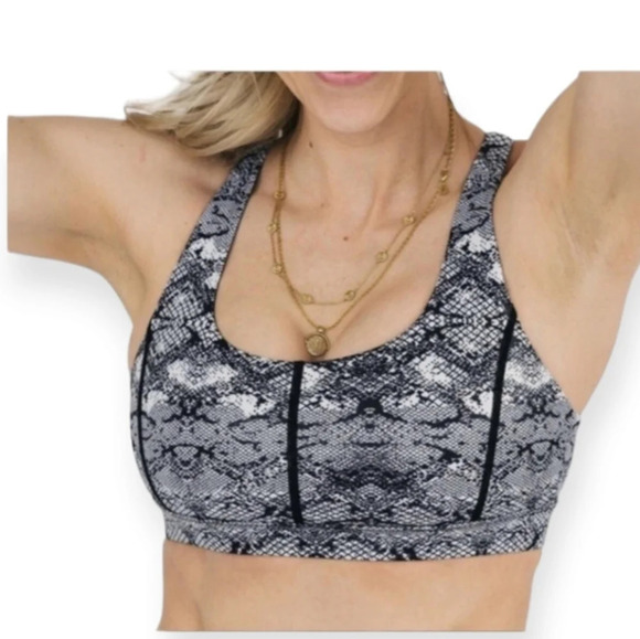 Zyia Light n Tight Adjustable Bra Cobra Metallic Snakeskin Sports Bra XS - Picture 1 of 15